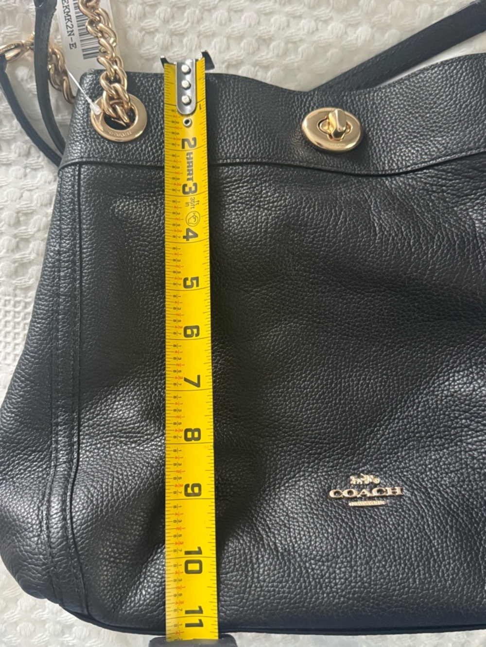 Coach Black Pebbled Leather Shoulder Bag with Gold Hardware - Picture 16 of 16